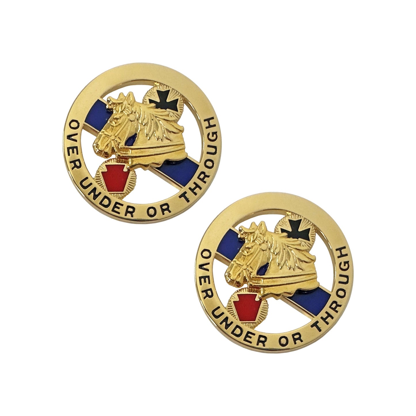 U.S. Army 104th Cavalry Regiment Crest "OVER UNDER OR THROUGH" (pair)