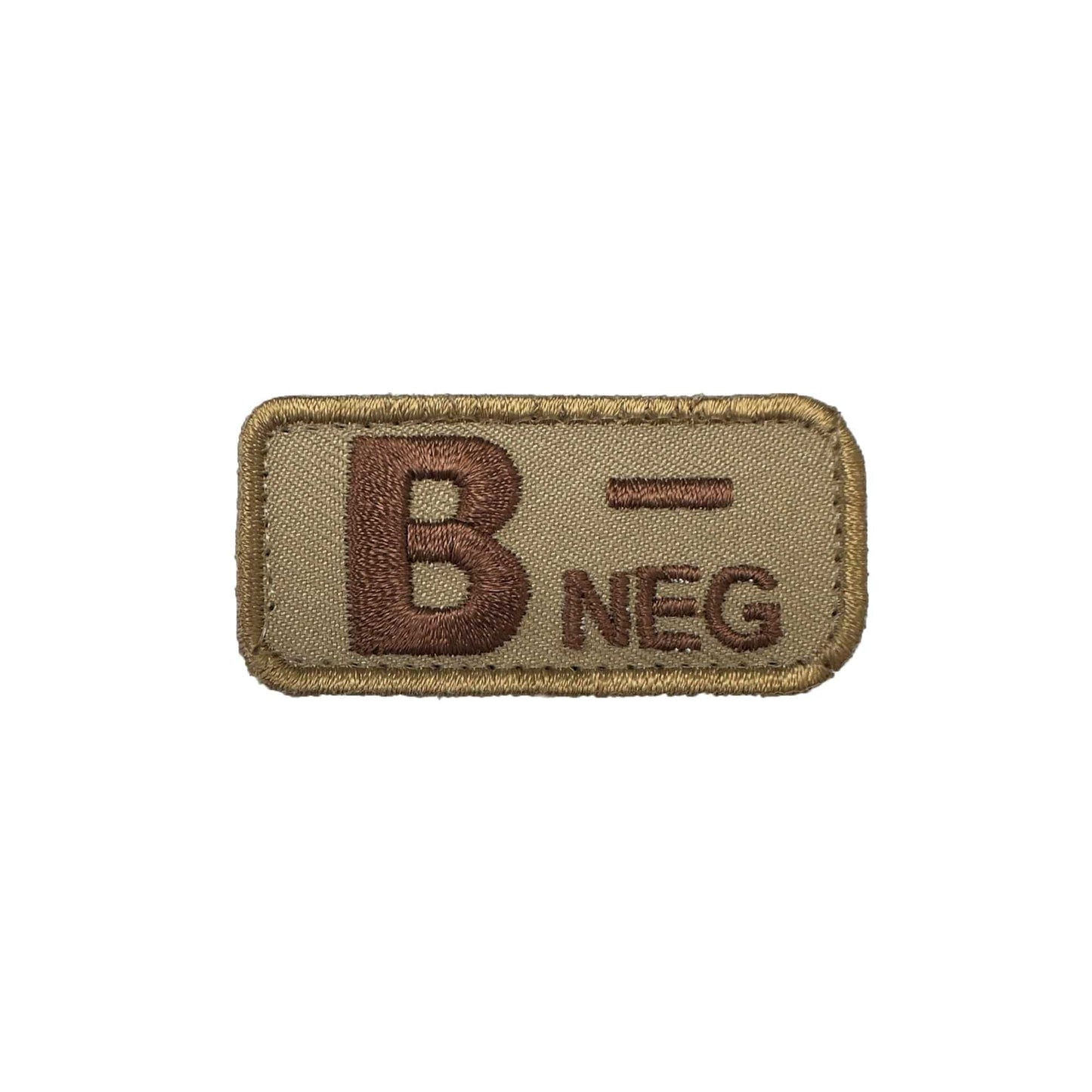 B- Blood Type Patch Desert W/ Brown Letters W/ Hook Fastener
