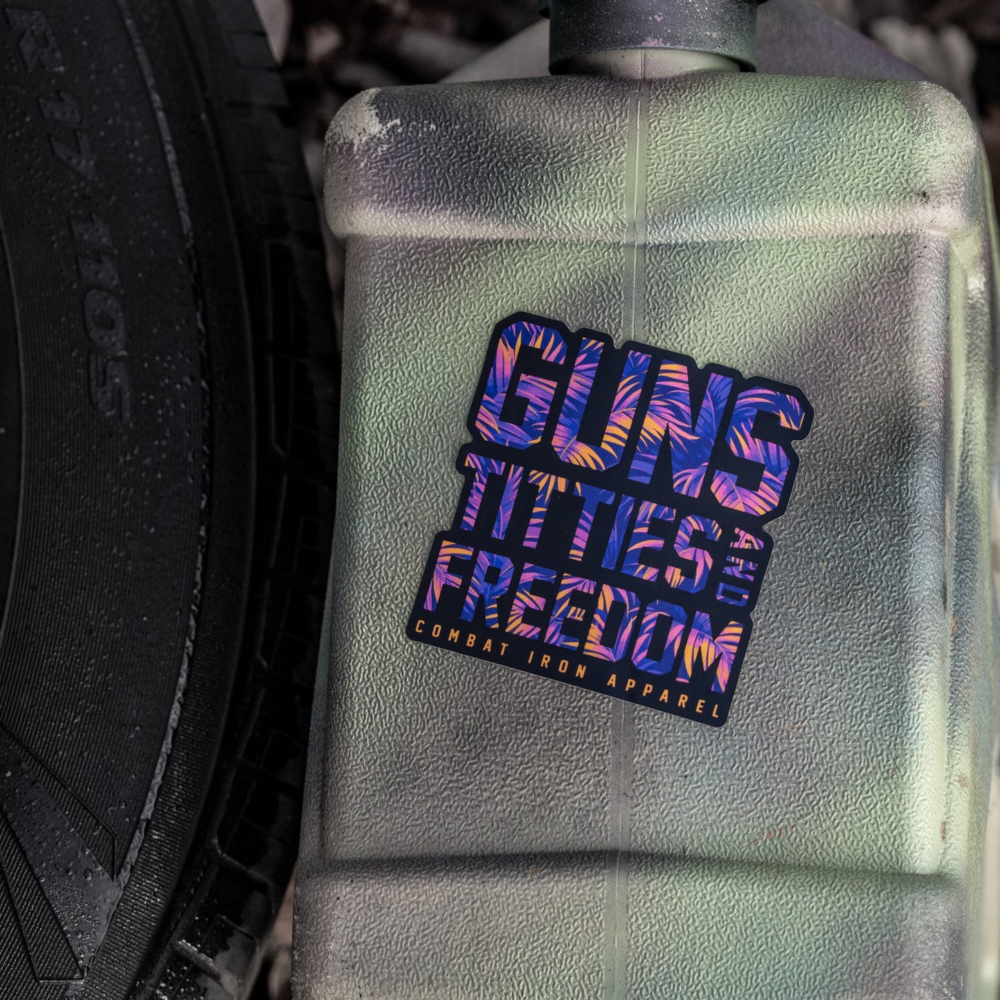 Guns, Titties and Freedom Floral Decal