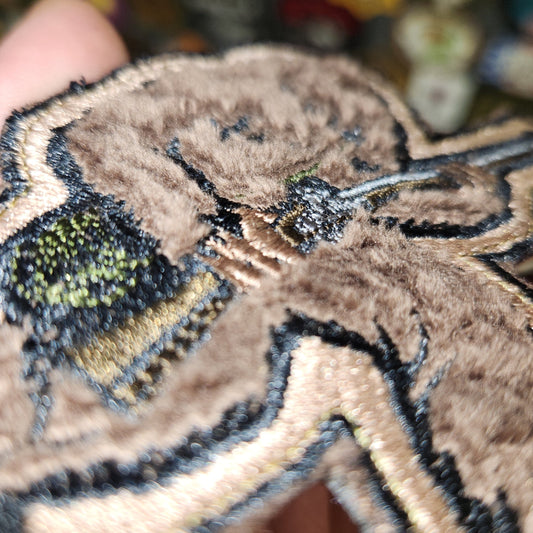 Fuzzy Flint Lock Rifle Colonial Squatch Embroidered Patch - 4 inch - Made in the USA Big Foot