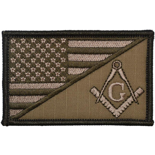 Masonic Square and Compasses USA Flag - 2.25x3.5 Patch