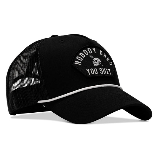 Nobody Owes You Shit Skull Arched Patch Rope Snapback
