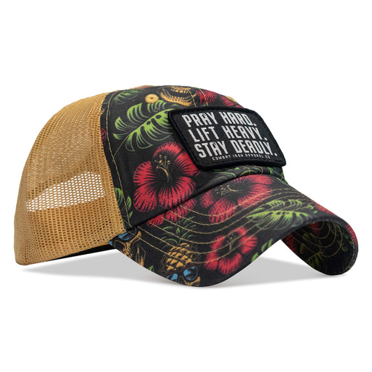 Pray Hard. Lift Heavy. Stay Deadly. Patch Tactical Ripstop Mesh Snapback Hat