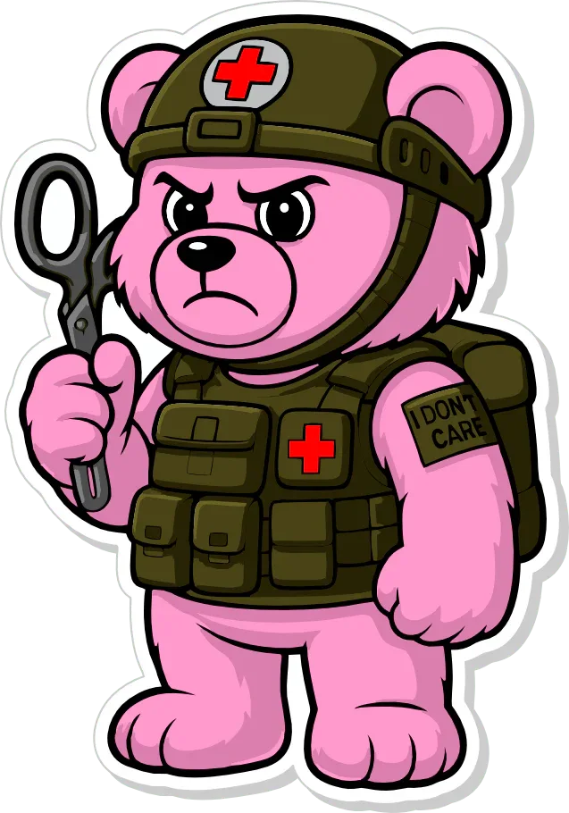 Dead Inside Bear - IDFC BEARS - 3.75" Sticker - Pink