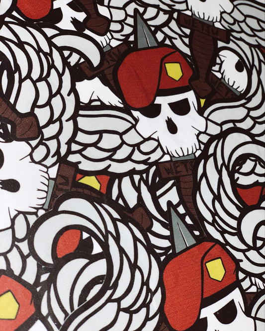 OG WETSU Logo Sticker Skull In Red Beret