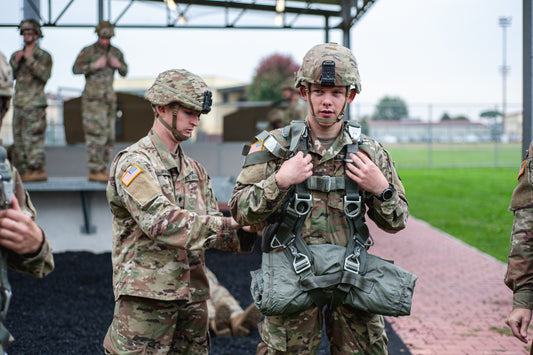 U.S. Army paratroopers assigned to 173rd Airborne Brigade participate in a basic airborne refresher course on Caserma Ederle in Vicenza, Italy, Oct. 9, 2019. (Army/Henry Villarama)