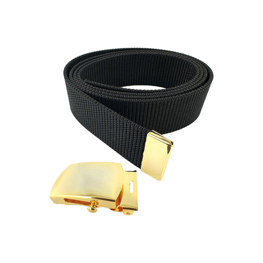 US Army Black Nylon Belt with STA-BRITE® Gold Buckle & Tip Male (each)