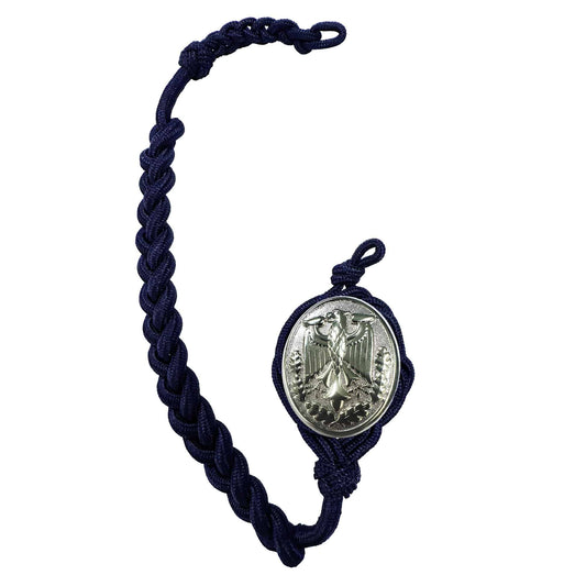 German Schutzenschnur Marksmanship Navy blue Cord with Silver Badge