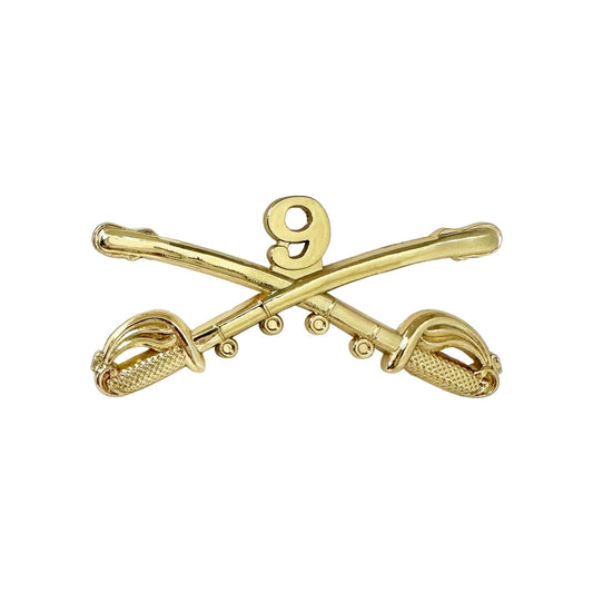 U.S. Army Cross Sabres (Cavalry) Hat Pins 2 1/4" x 1" w/ Number 9 (each)