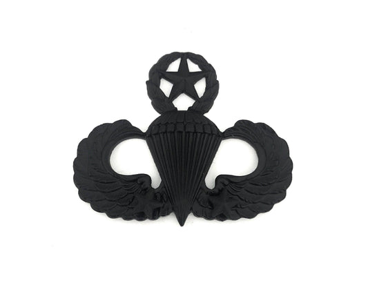 U.S. Army Combat Parachutists (Jump Wings) 2 Jumps Master STA-BRITE® BLACK Metal Pin-on Badge