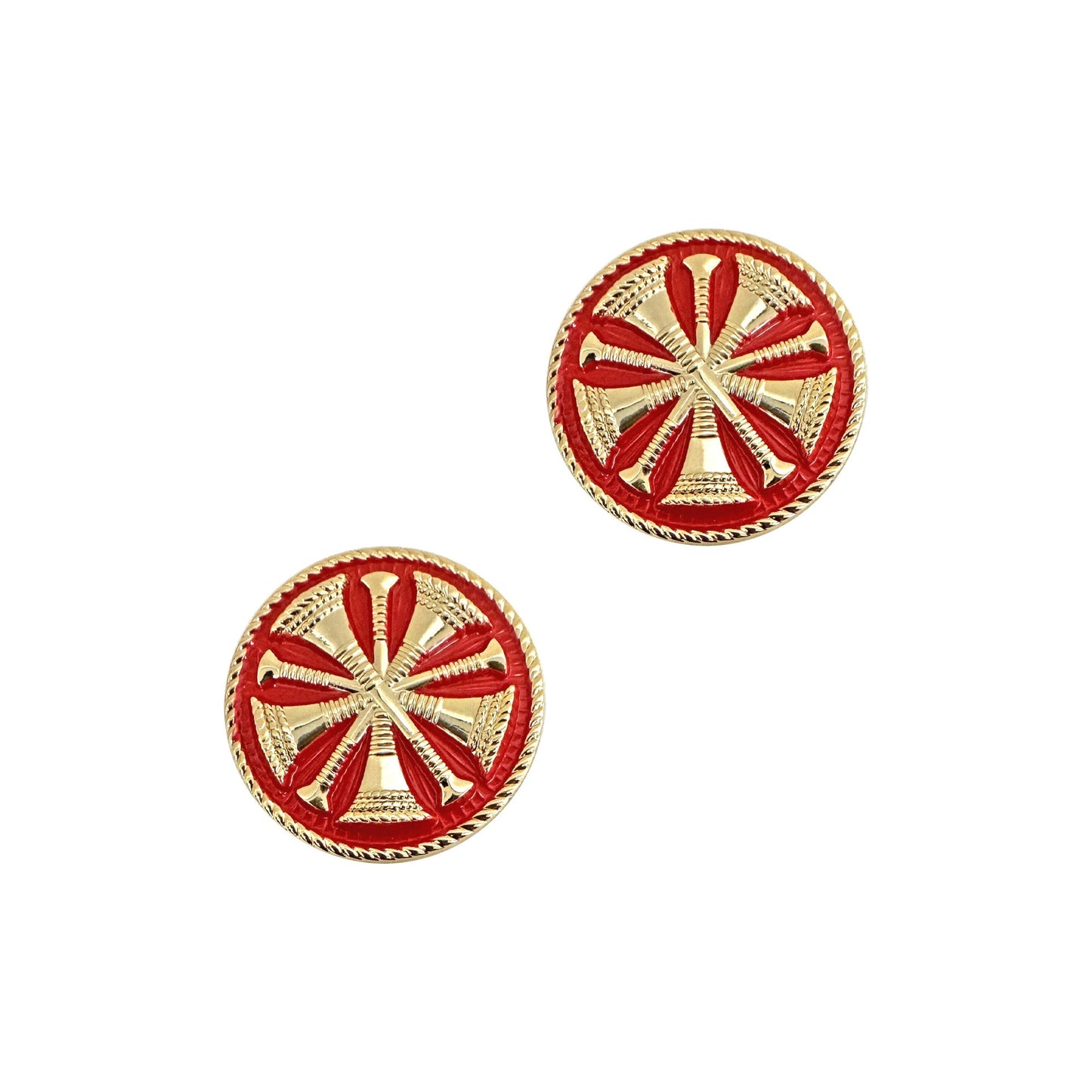 Sta-Brite® Chief 5 Bugles 2 Post Red With Gold 15/16" (pair)
