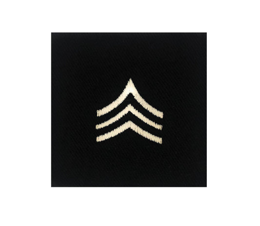 (E5) Sergeant 2x2 Black Sew-on Rank (each)