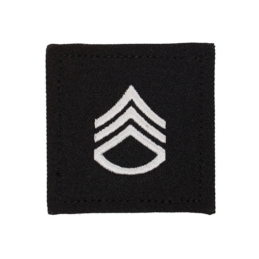 U.S. Army Staff Sergeant 2X2 Black with Hook Fastener