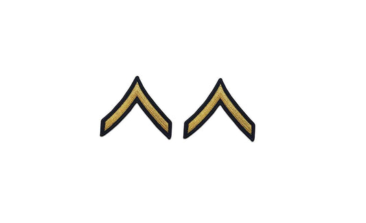 U.S. Army E2 Private Gold on Blue Sew-on - Large/Male