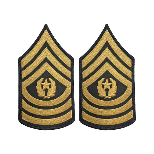 U.S. Army E9 Command Sergeant Major in Gold on Blue Sew-on - Male (Large)