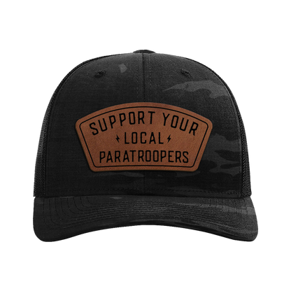Support Local Paratrooper Leather Patch Tactical Snapback