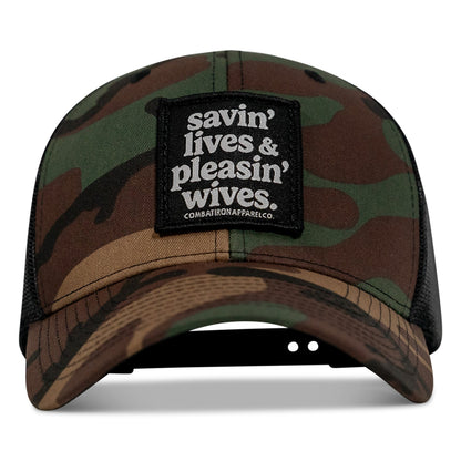 SAVIN' LIVES & PLEASIN' WIVES Patch SnapBack Hat