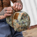 Load image into Gallery viewer, American Flag Leather Patch Crushable Rope Snapback Hat
