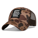 Load image into Gallery viewer, SAVIN&#39; LIVES &amp; PLEASIN&#39; WIVES Patch SnapBack Hat
