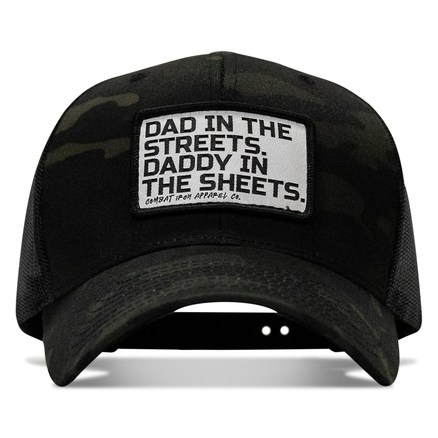 Dad In The Streets. Daddy In The Sheets. White Patch Snapback Hat
