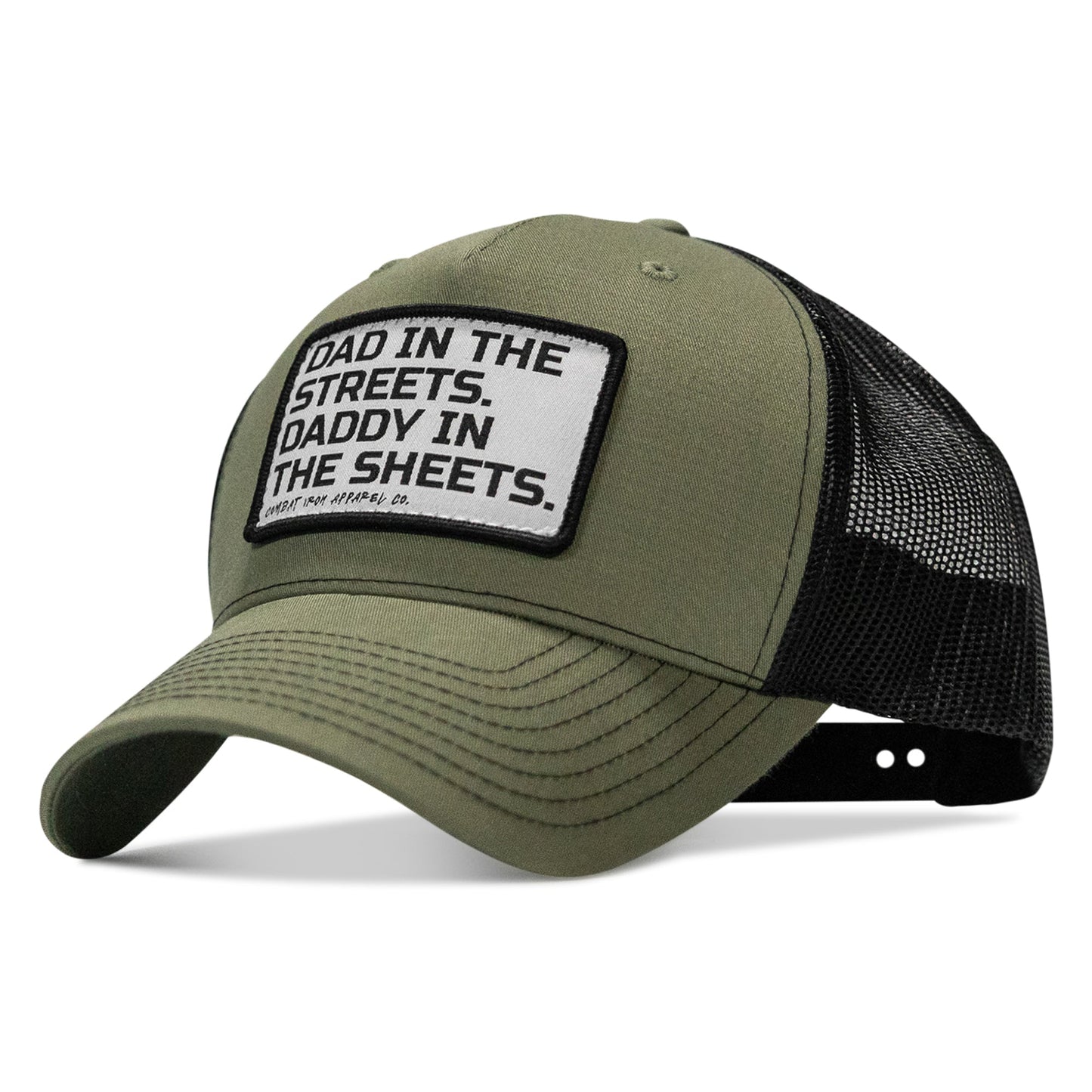 Dad In The Streets. Daddy In The Sheets. White Patch Snapback Hat