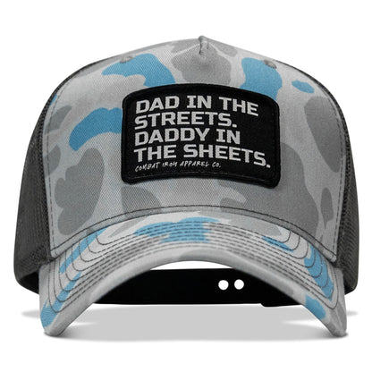 Dad In The Streets. Daddy In The Sheets. Black Patch Snapback Hat