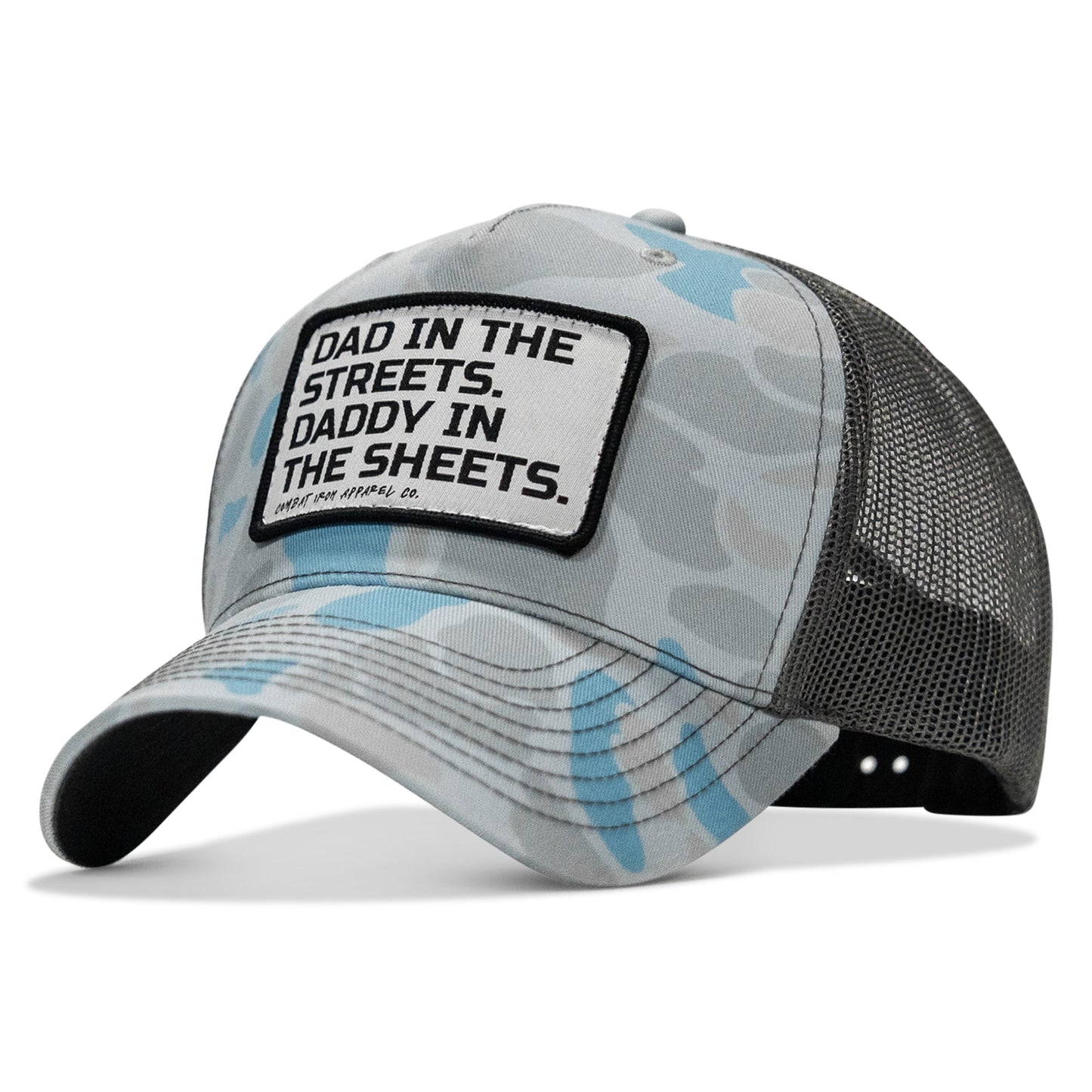 Dad In The Streets. Daddy In The Sheets. White Patch Snapback Hat