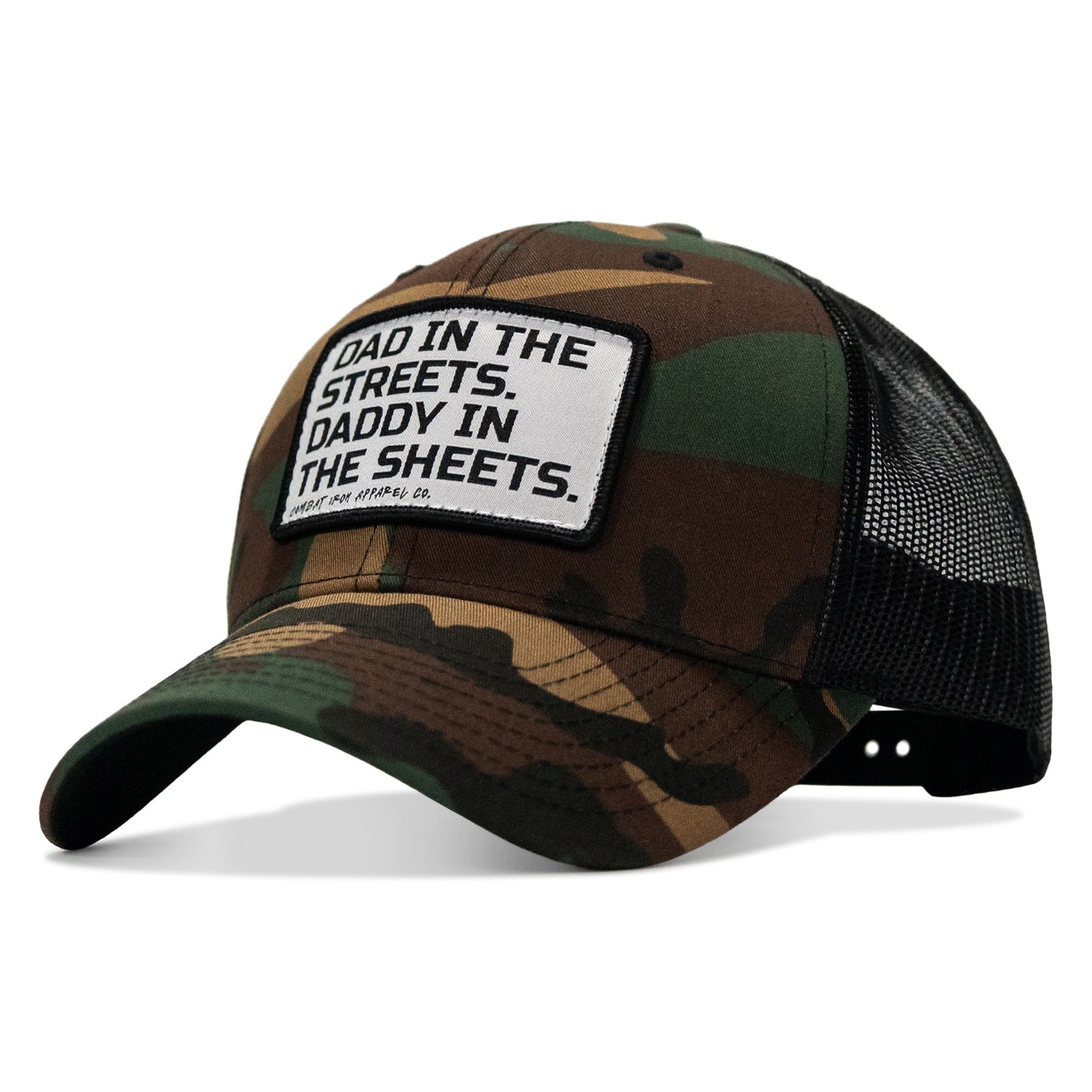 Dad In The Streets. Daddy In The Sheets. White Patch Snapback Hat