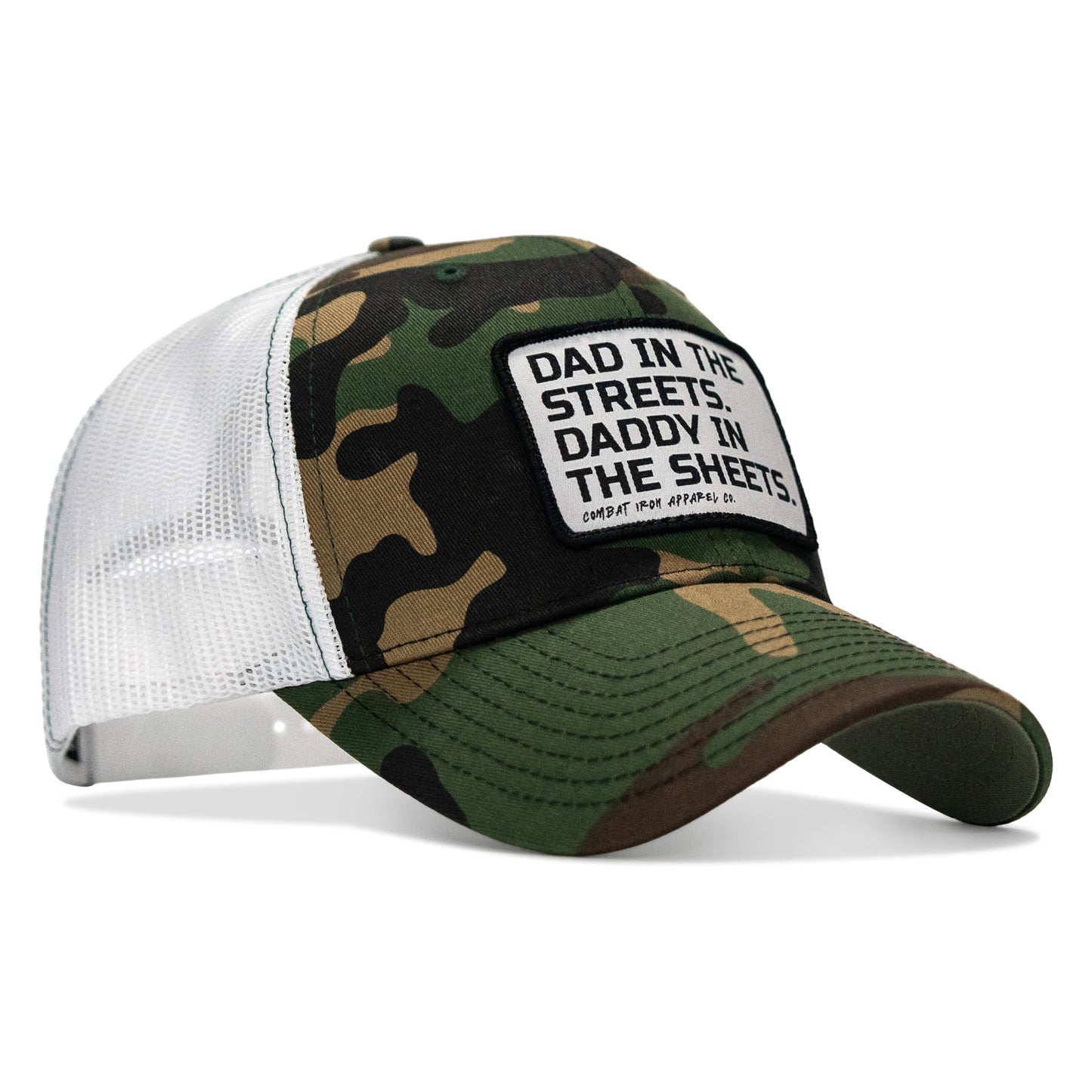 Dad In The Streets. Daddy In The Sheets. White Patch Snapback Hat