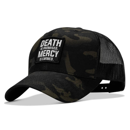 Death Is Promised. Mercy Is Earned Patch Snapback Hat