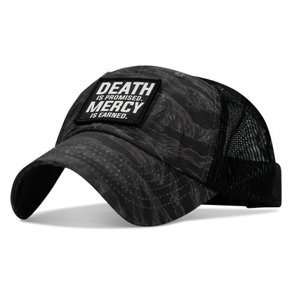 Death Is Promised. Mercy Is Earned Patch. Tactical Ripstop Mesh Snapback Hat