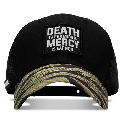 Death Is Promised. Mercy Is Earned Patch Original Ripstop Snapback Hat