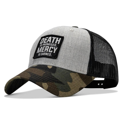 Death Is Promised. Mercy Is Earned Patch Snapback Hat