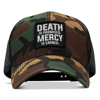 Death Is Promised. Mercy Is Earned Patch Snapback Hat