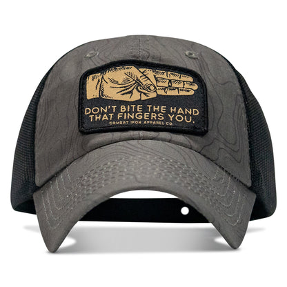 Don't Bite The Hand That Fingers You Patch Tactical Ripstop Mesh Snapback Hat
