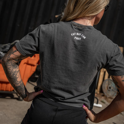 Fat But Can Fight Women's Heavyweight Crop Tee