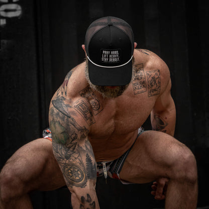 Pray Hard. Lift Heavy. Stay Deadly. Patch Rope Snapback Hat