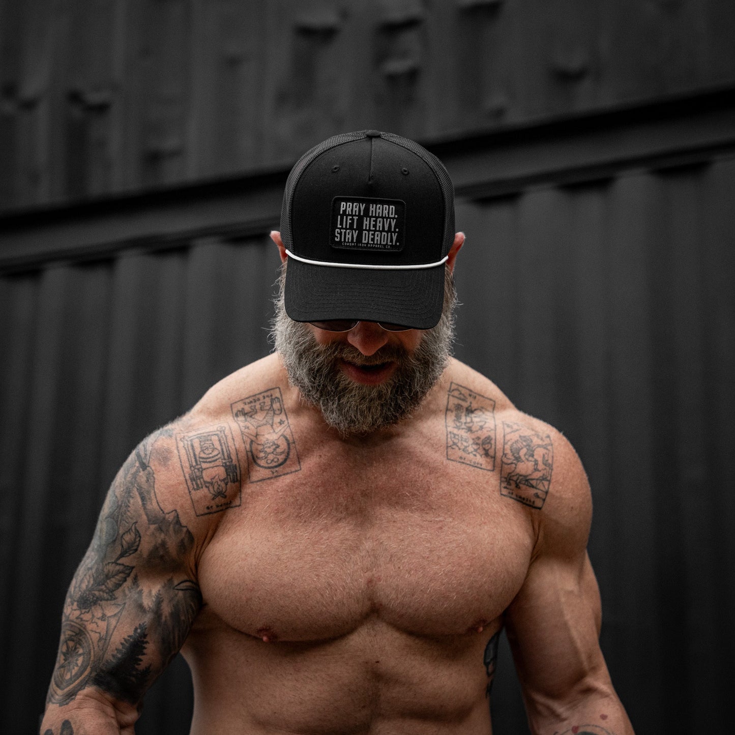 Pray Hard. Lift Heavy. Stay Deadly. Patch Rope Snapback Hat