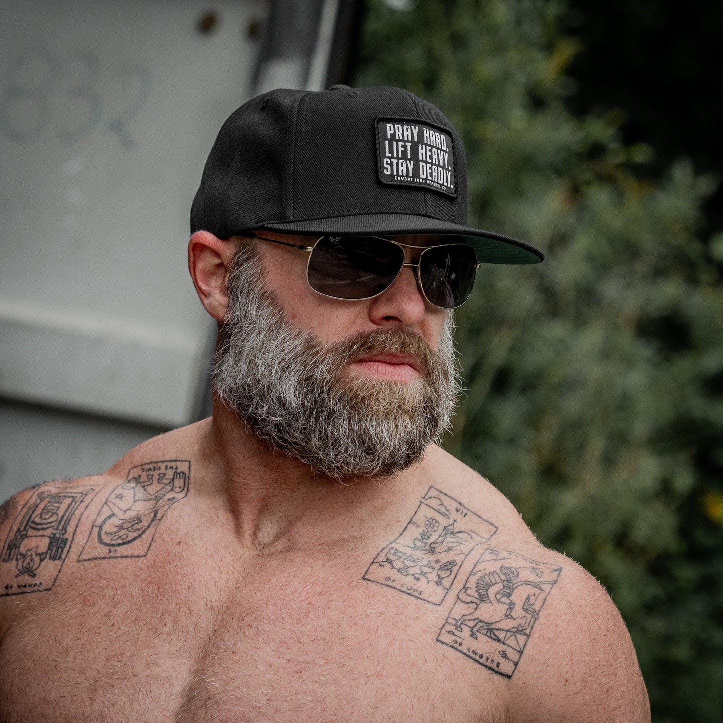 Pray Hard. Lift Heavy. Stay Deadly. Flat Bill SnapBack Hat