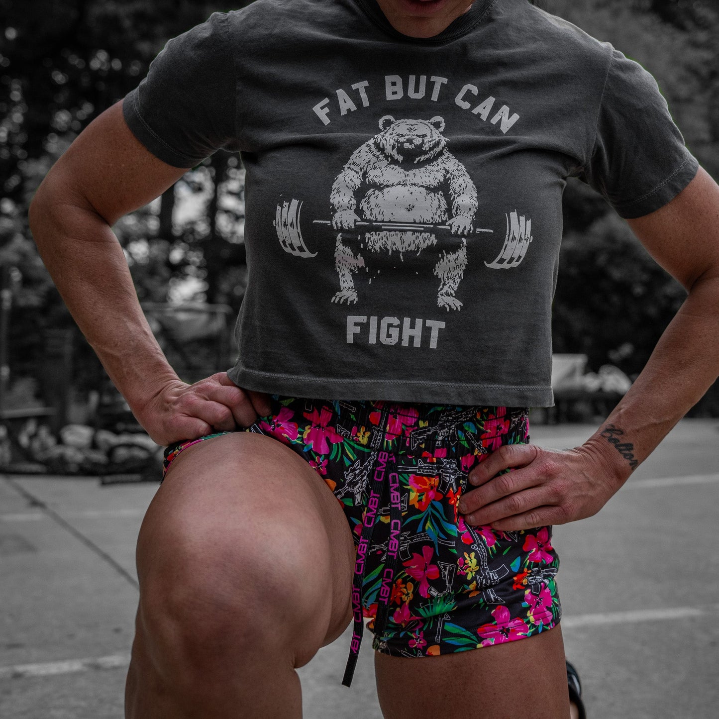 Fat But Can Fight Women's Heavyweight Crop Tee