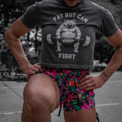Fat But Can Fight Women's Heavyweight Crop Tee