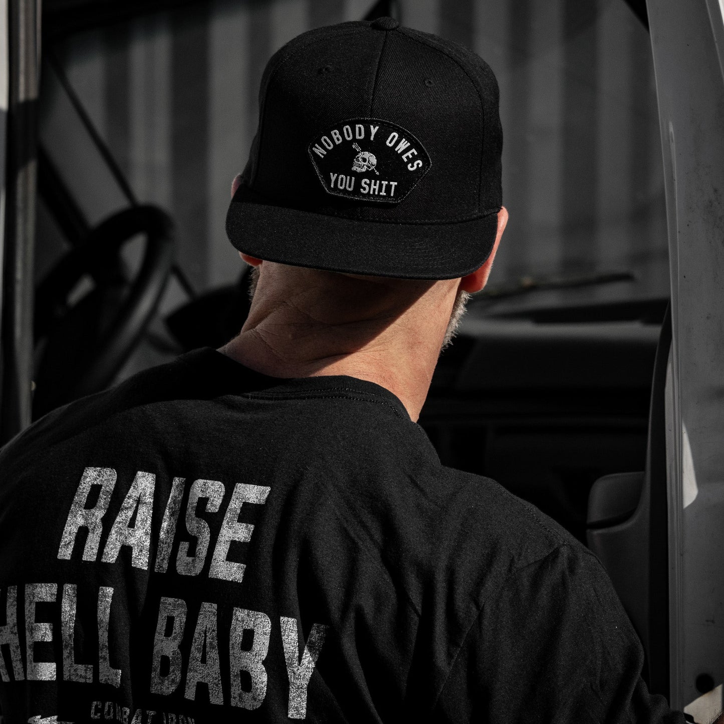 Nobody Owes Your Shit Arched Patch Flatbill SnapBack Hat