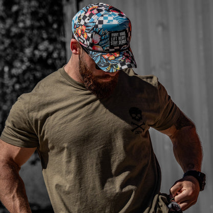 Pray Hard. Lift Heavy. Stay Deadly. Patch Waterproof Weekender Snapback