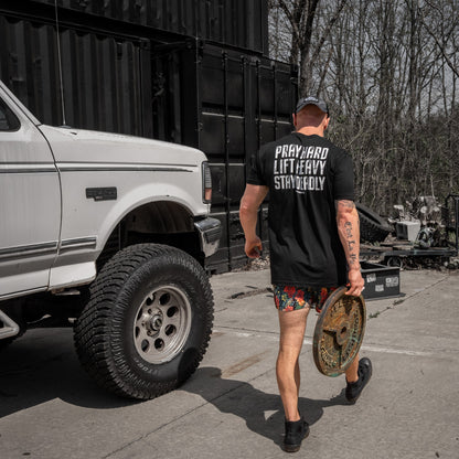 Pray Hard. Lift Heavy. Stay Deadly. V2 Men's T-Shirt