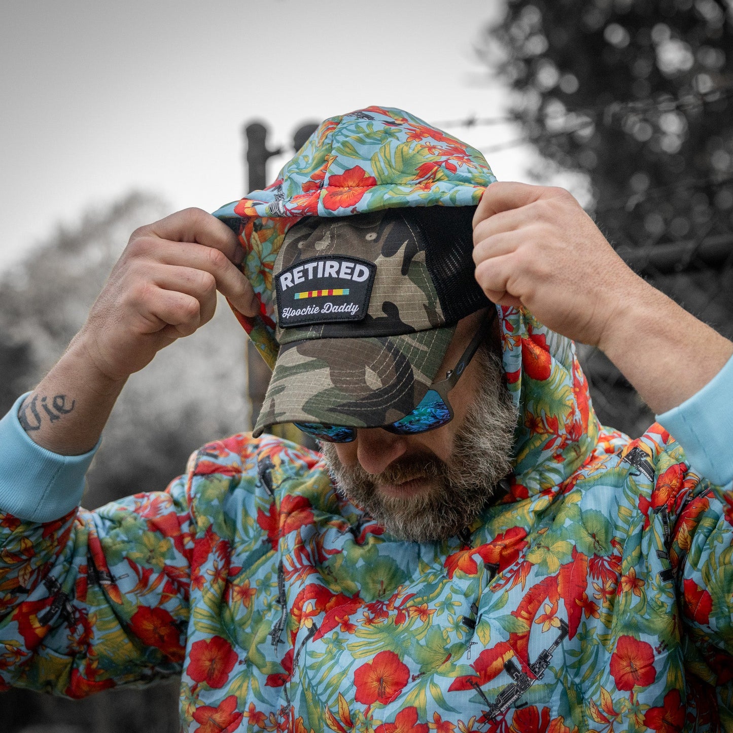 Retired Hoochie Daddy Veteran Patch Ripstop Tactical Mesh Snapback Hat