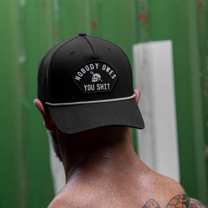 Nobody Owes You Shit Skull Arched Patch Rope Snapback