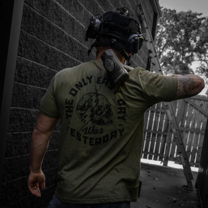 Only Easy Day Was Yesterday Skull Men's T-Shirt