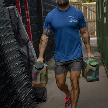 Pray Hard. Lift Heavy. Stay Deadly. Men's T-Shirt
