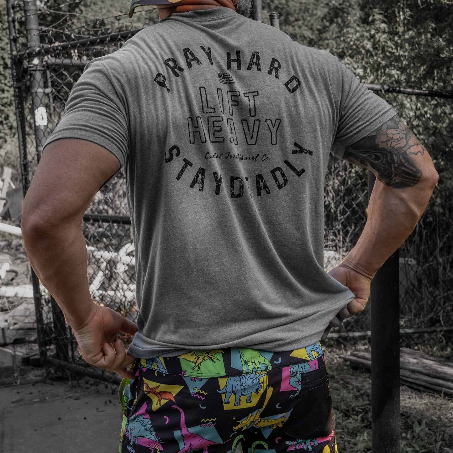 Pray Hard. Lift Heavy. Stay Deadly. Men's T-Shirt