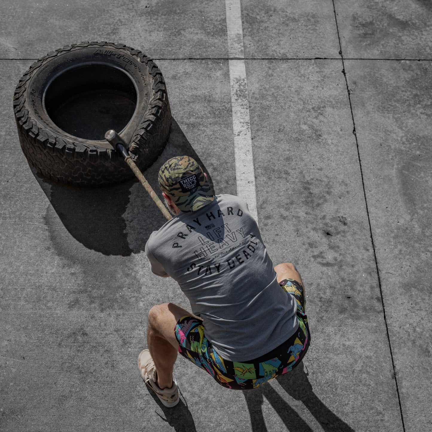 Pray Hard. Lift Heavy. Stay Deadly. Men's T-Shirt